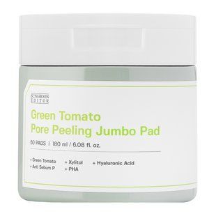 Sungboon Editor Green Tomato Pore Peeling Jumbo Pad Пілінг-педи для обличчя, 180мл (60шт) 2347 фото