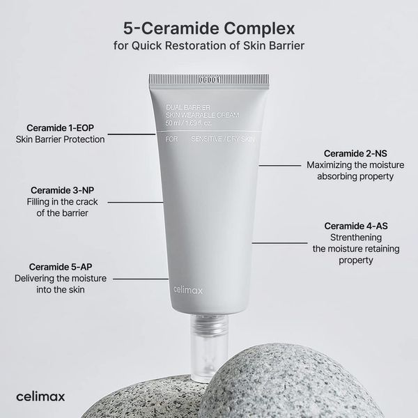 Celimax Dual Barrier Skin Wearable Cream Відновлювальний крем для чутливої та сухої шкіри, 50мл 2048 фото