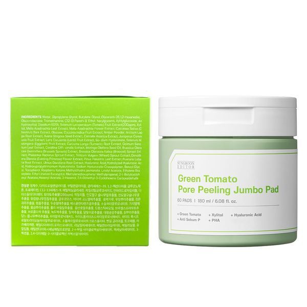 Sungboon Editor Green Tomato Pore Peeling Jumbo Pad Пілінг-педи для обличчя, 180мл (60шт) 2347 фото
