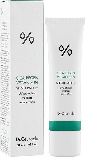 Dr.Ceuracle Cica Regen Vegan Sun SPF50+ PA++++ Сонцезахисний веганський крем з центелою азіатською, 50мл 1229 фото