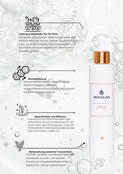 Monxuan Natural Hair Elixir Leave-in Conditioner Термозахисний еліксир для волосся, 200мл 2835 фото