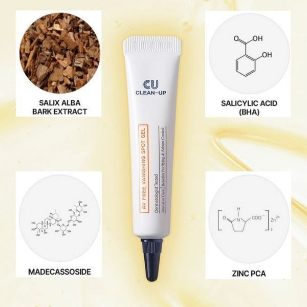 CUSKIN Clean Up AV Free Vanishing Spot Gel Точковий гель проти прищів та висипань із саліциловою кислотою та цинком, 10мл 2743 фото
