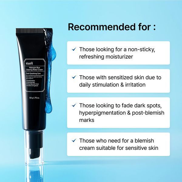 DEAR, KLAIRS Midnight Blue Clearing Water Cream Зволожуючий крем-гель для обличчя, 50мл 1842 фото