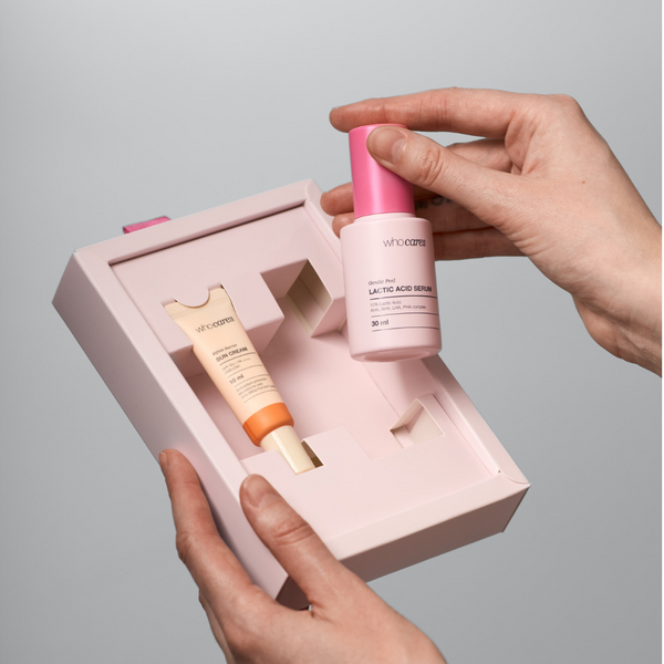 WhoCares Gentle Peel Lactic Acid Serum x Bifida Barrier Sun Cream Набір засобів для обличчя 2391 фото