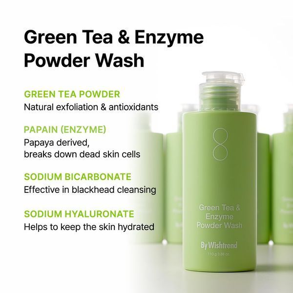 BY WISHTREND Green Tea & Enzyme Powder Wash Пудра ензимна для вмивання з ароматом матчі, 110г 2725 фото